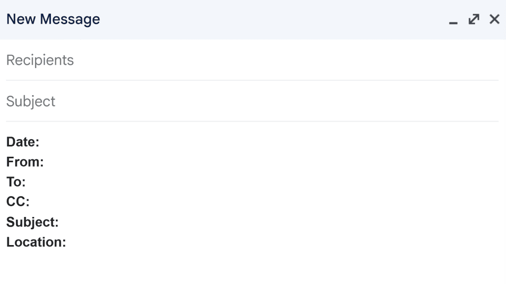 Blank email template to be used as a reference in an AI prompt.